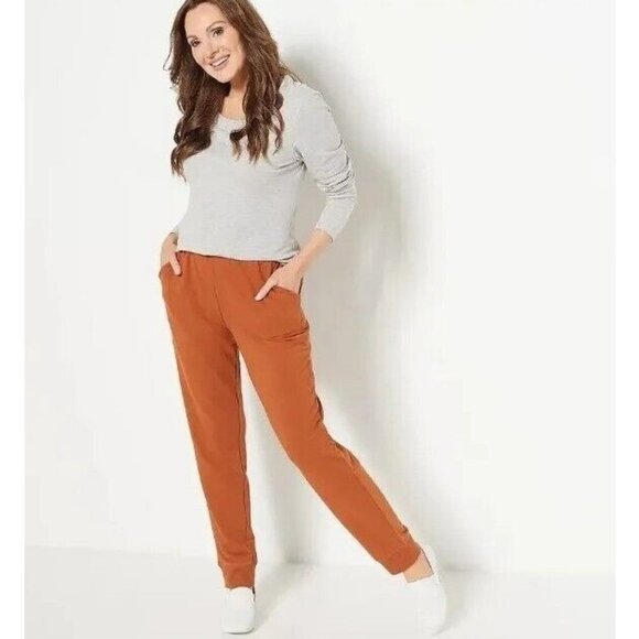 Denim & Co. Active Regular Pull-On Knit Jogger Pants-Rust Brown-XL - Picture 1 of 2